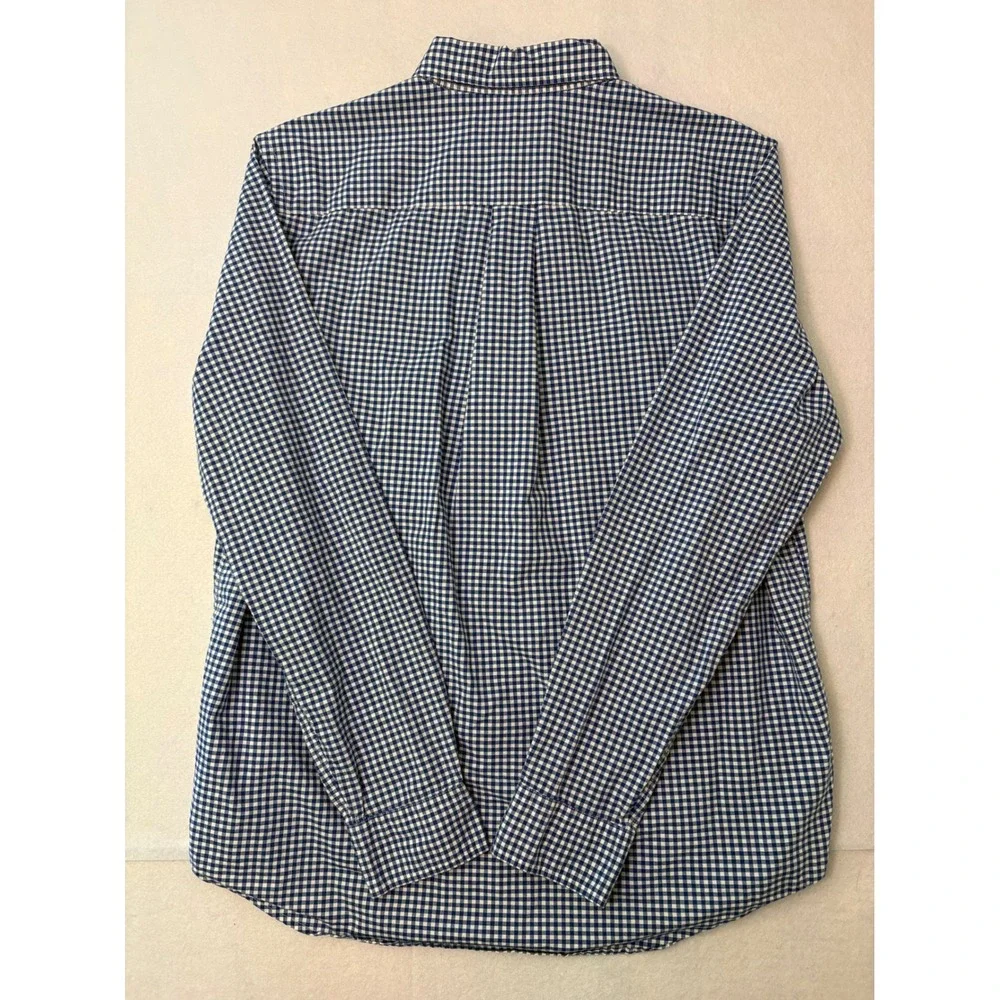 Ralph Lauren Boys XL 18-20 Blue Gingham Natural Stretch Button Down Shirt Pony